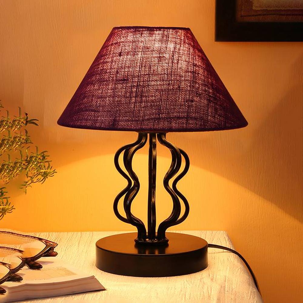 Sydney Maroon jute Shade Iron Table Lamp