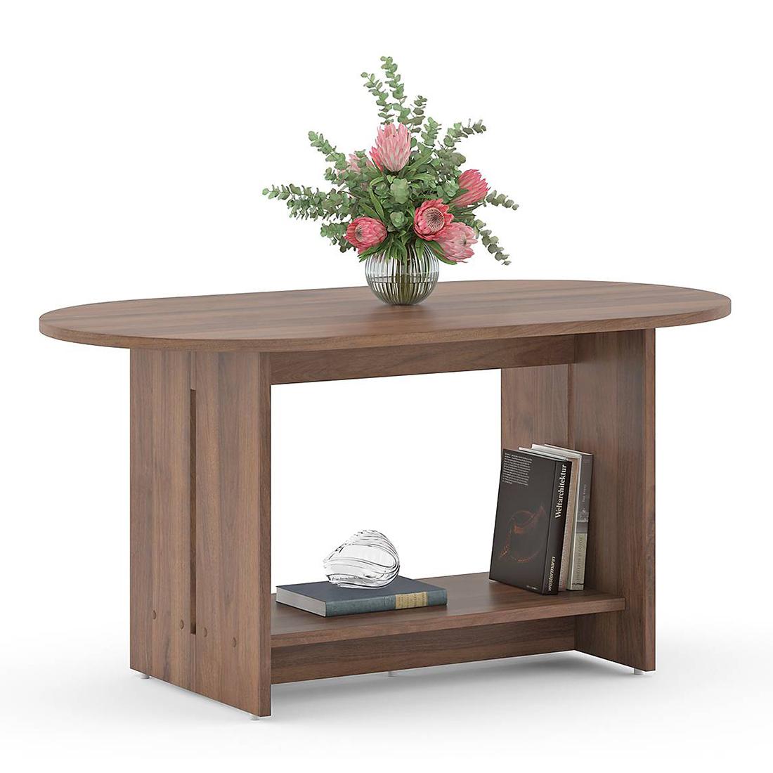 Drew Oval Shape Coffee Table In Classic Walnut