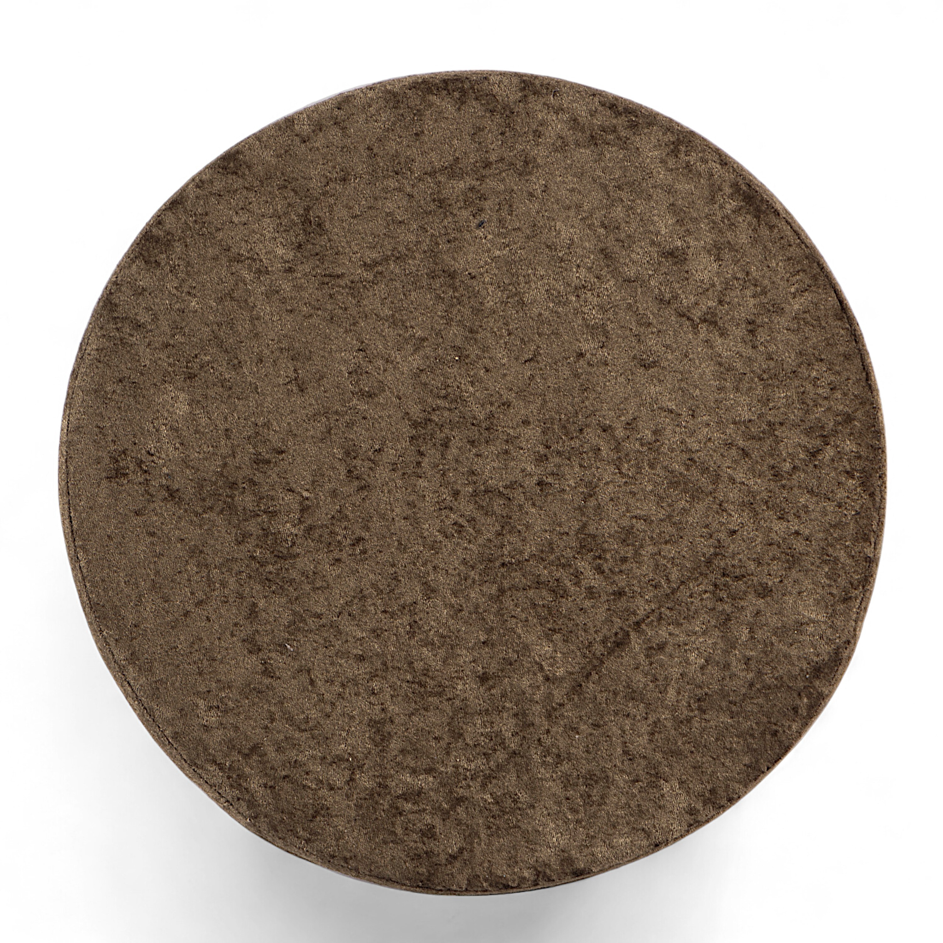 Roswell Sheesham Wood   Round Set of 2 Stools in Green Sparkle Velvet Upholstery