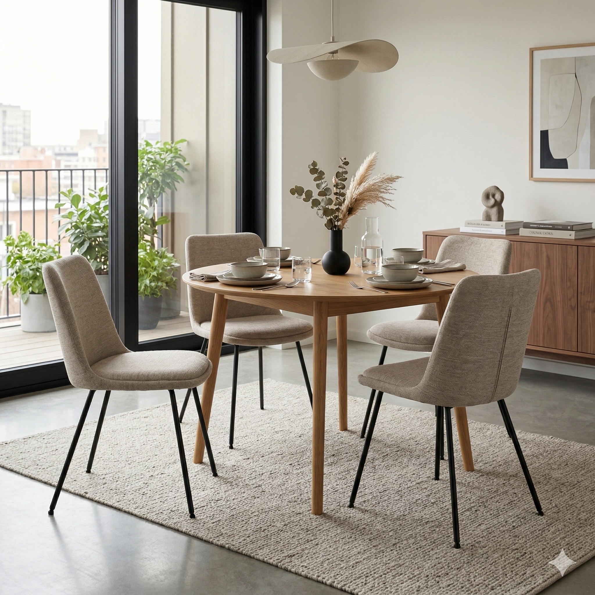 Scandinavian Hemi Dining Chair Matte Beige Finish - Nestnordic