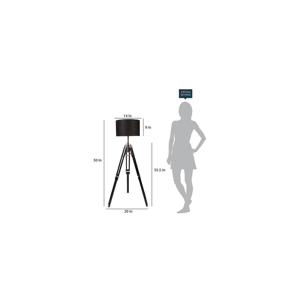 Charles Black Cotton Shade Floor Lamp