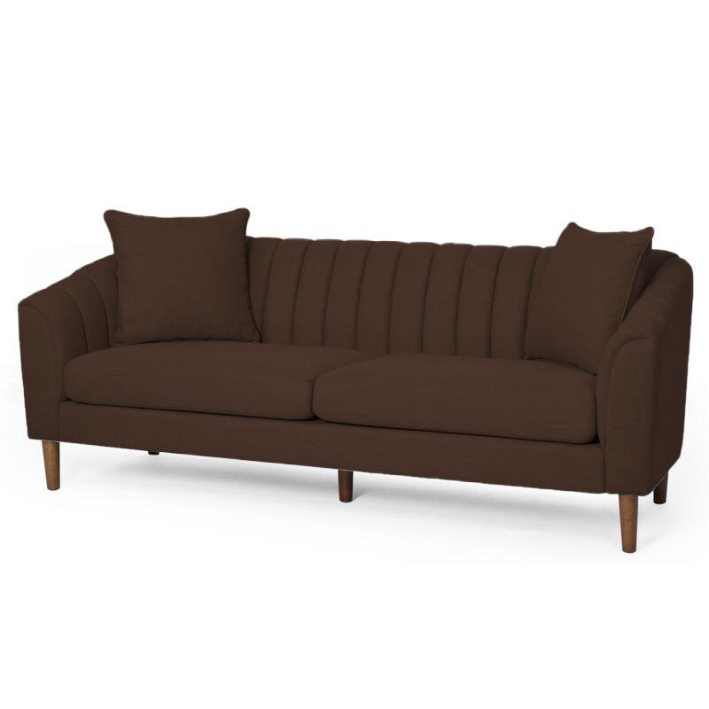 Mid Century Fabric Sofa (Brown)
