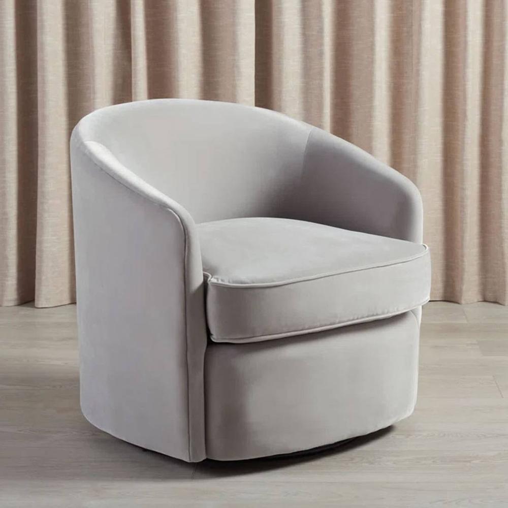 Andean Swivel Solid Wood Accentrel Chair in Grey Colour