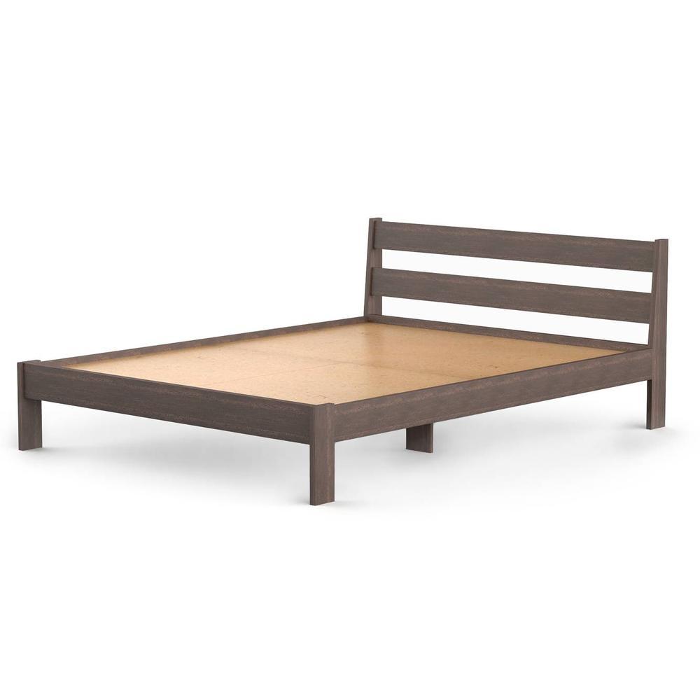 Roverb Engineered Wood Wenge Finish King Size Bed Without Storage