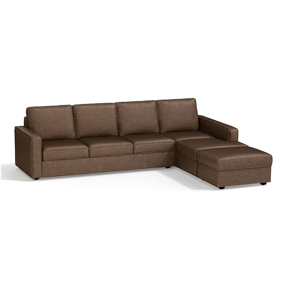 Apollo Sofa (Colour : Mocha, Cushion : Soft, Back Type : Regular, Seating Capacity : Right Aligned 3 Seater + Right Aligned Chaise + Ottoman)