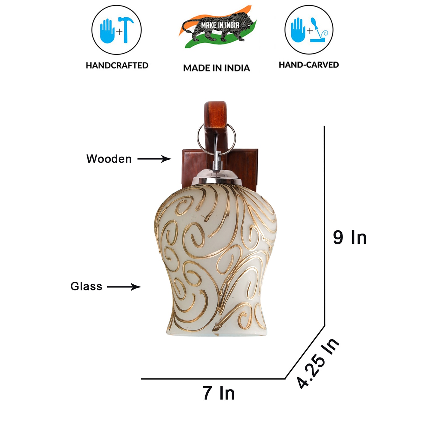 Devansh Solid Wood Electric Wall Light in Brown Colour with Multi Shade Count of 1 Light-picture-25