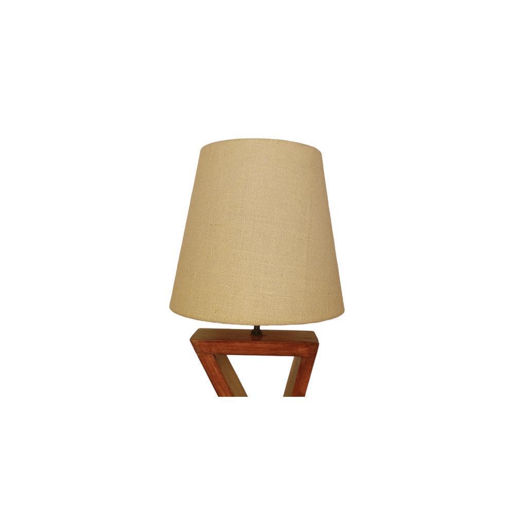 Chloe Brown Wooden Table Lamp with White Jute Lampshade