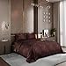 Stoa Paris Satin Comforter King Size with 2 Pillow Covers, 300TC Comforter Set Noir Chocolat - Stoa Paris