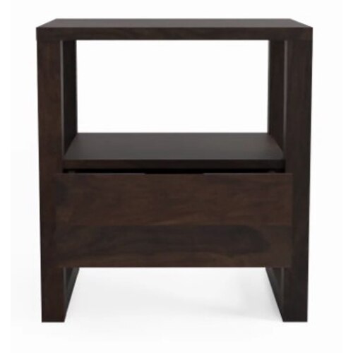 Maple Solid Wood Bedside Table in Walnut Finish