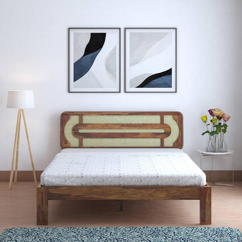 Seaside Solid Wood Queen Size Non Storage Bed In Provincial Teak Finish