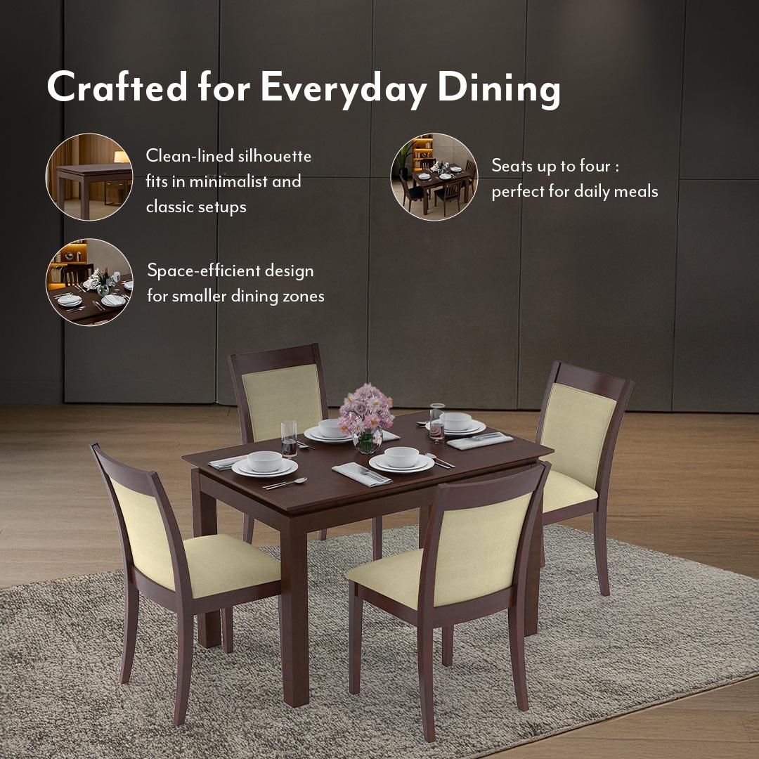 Diner 4 Seater Dining Table In Dark Walnut Finish
