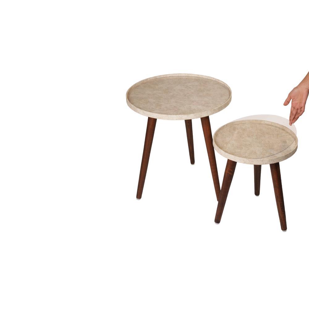Ethereal Gold Round Nesting Tables with Wooden Legs, Side Tables, Wooden Tables, Living Room Decor by A Tiny Mistake