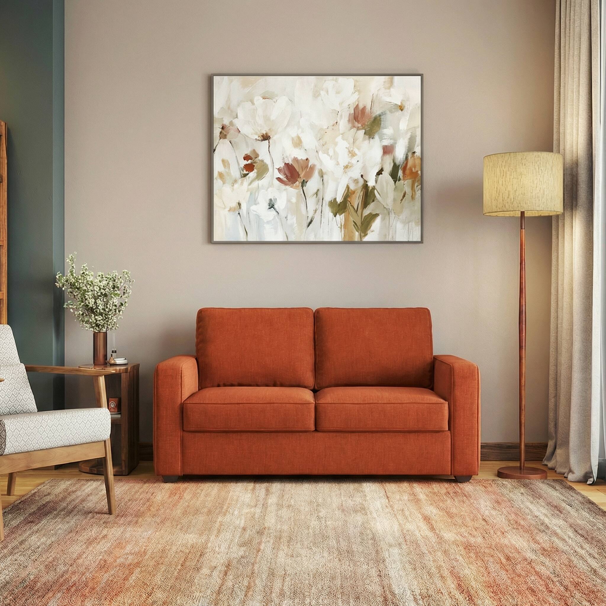 Apollo Compact High Back 2 Seater Fabric Sofa in Lava Colour - Urban Ladder