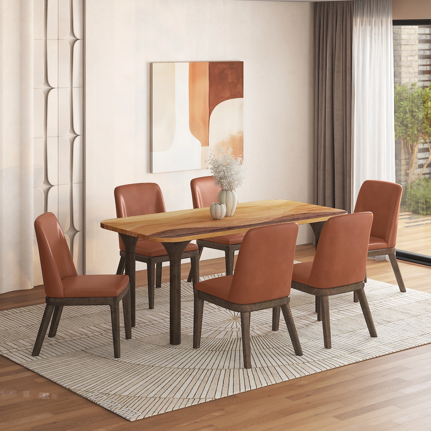 Dune Solid Oak Wood Dining Table With Anderson Dining Chair