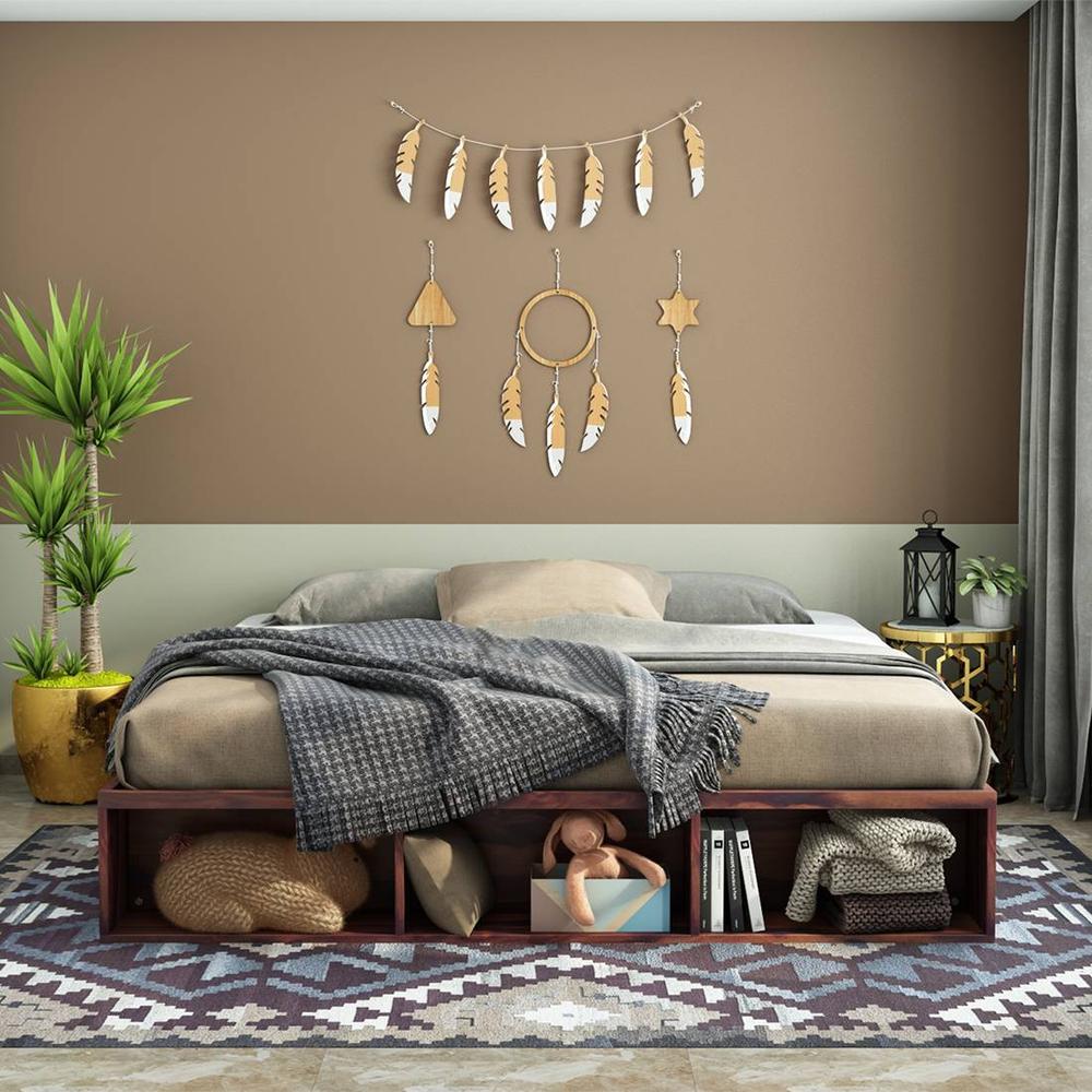 Unicorn Sheesham Wood King Size Bed Box Storage Storage Provincial Teak Finish (72 x 78 inches)