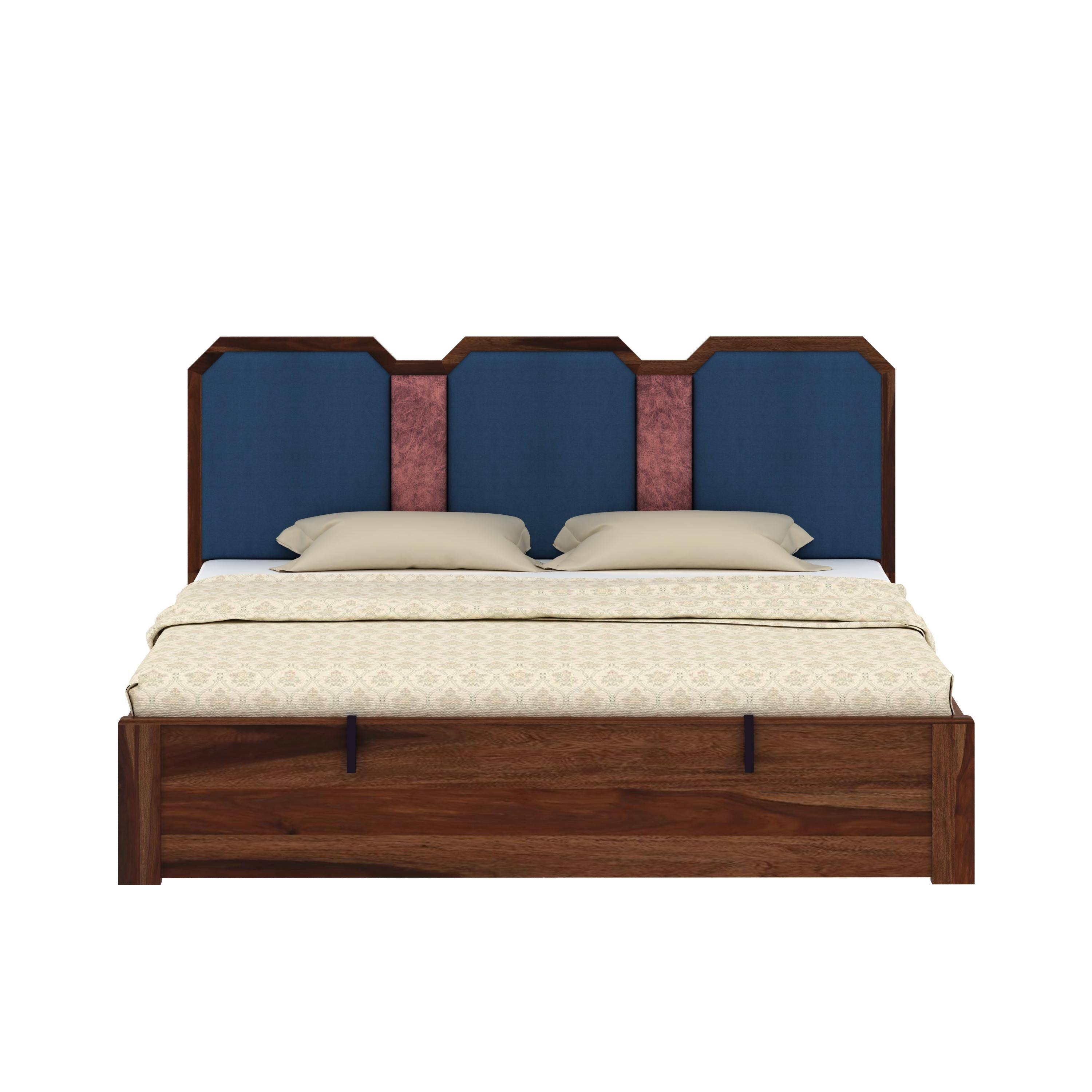 Classic Sheesham Wood King Size Bed With Hydraulic Storage in Provincial Teak Finish
