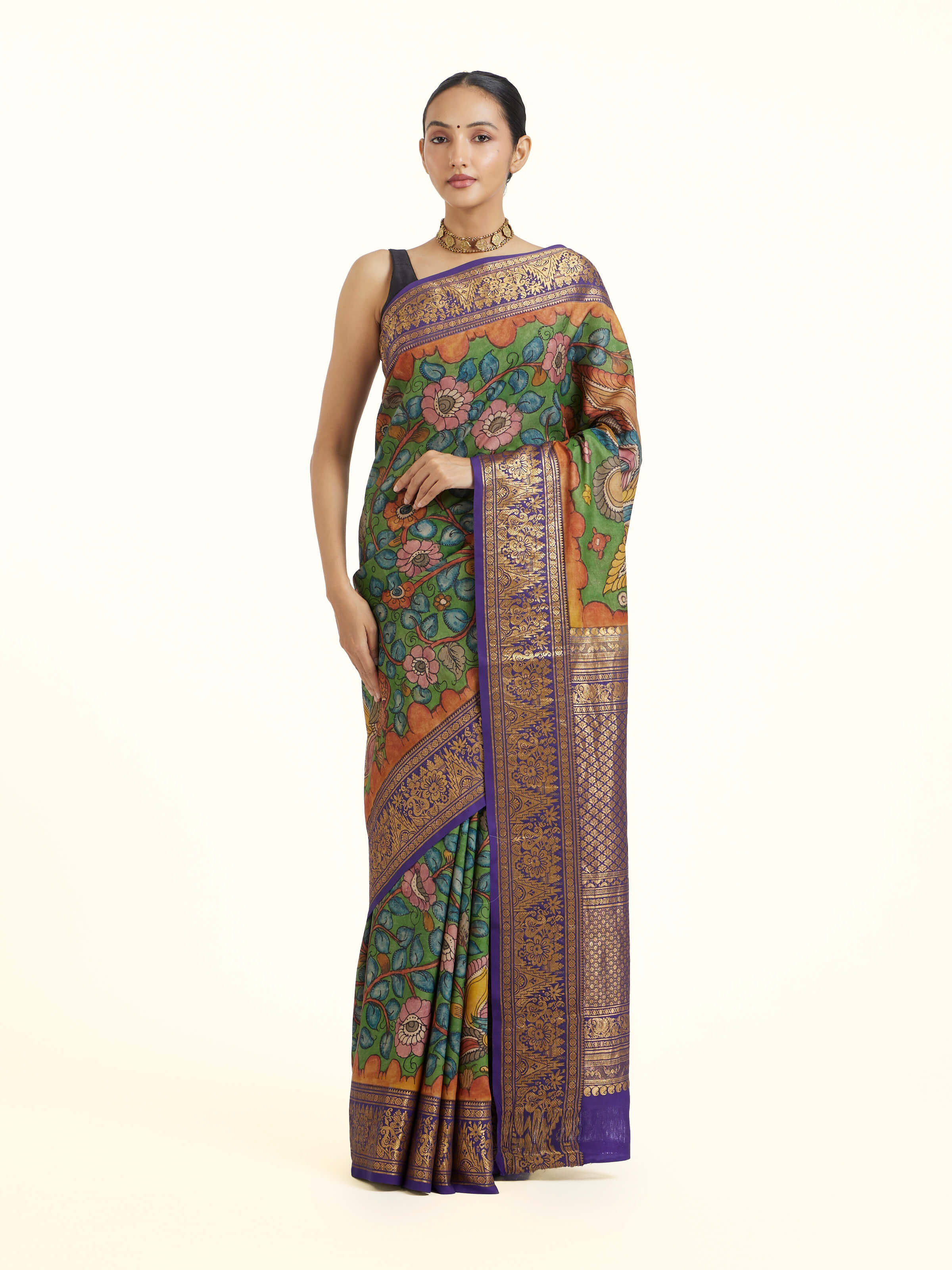 Kalamkari Kanchi Silk Saree