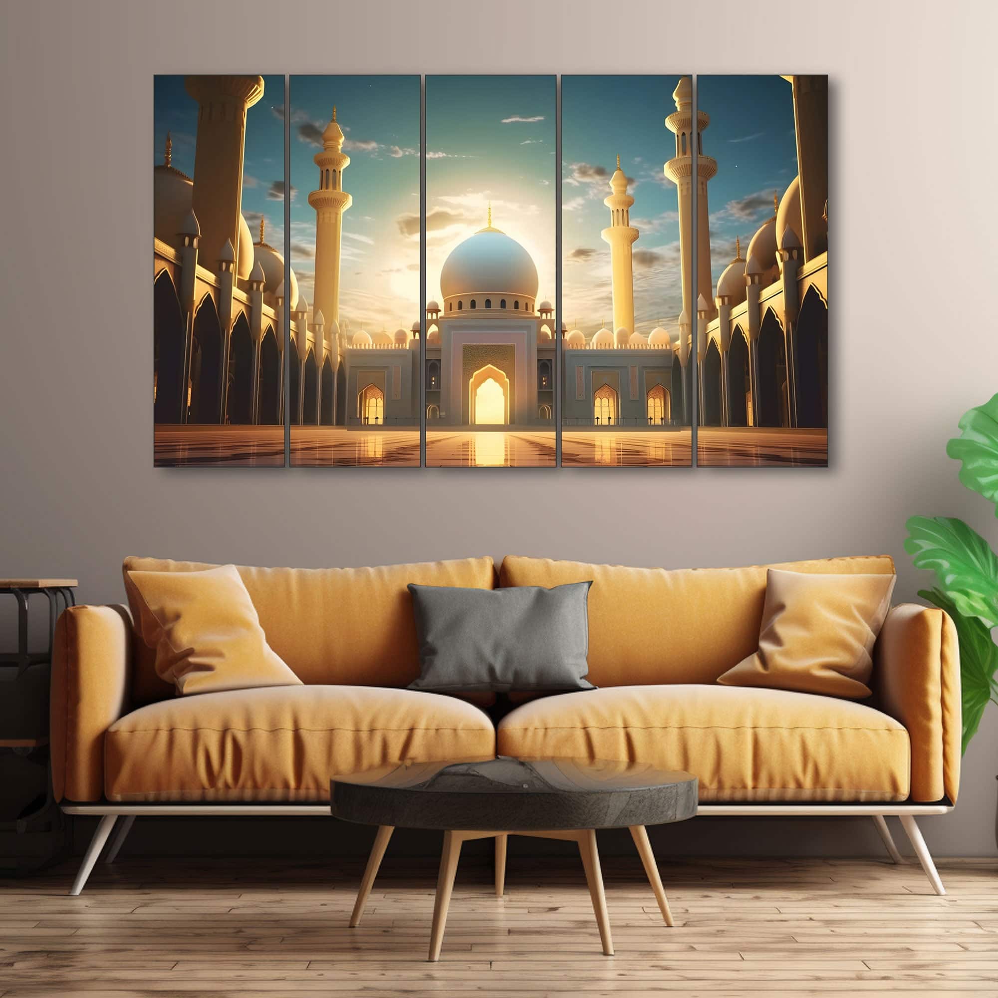 The Castle Decor Big Mosque Clear Sky Wall Art Set of 5 27x48 Inch - The Castle Decor