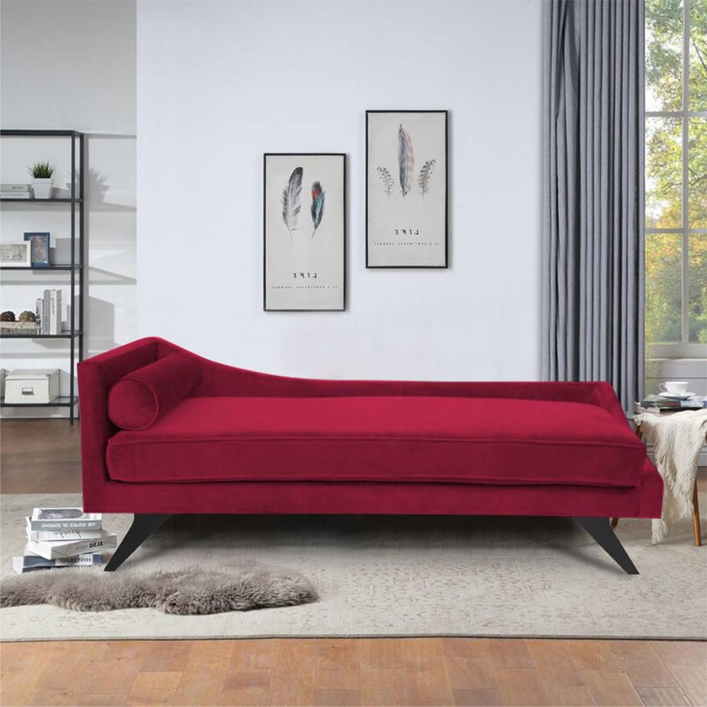 Euclid Velvet Chaise Lounger in Maroon Colour - Home Lifestylez