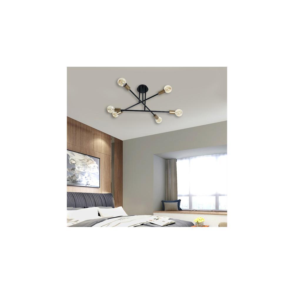Six Head Sputnik Black Mordern Chandelier