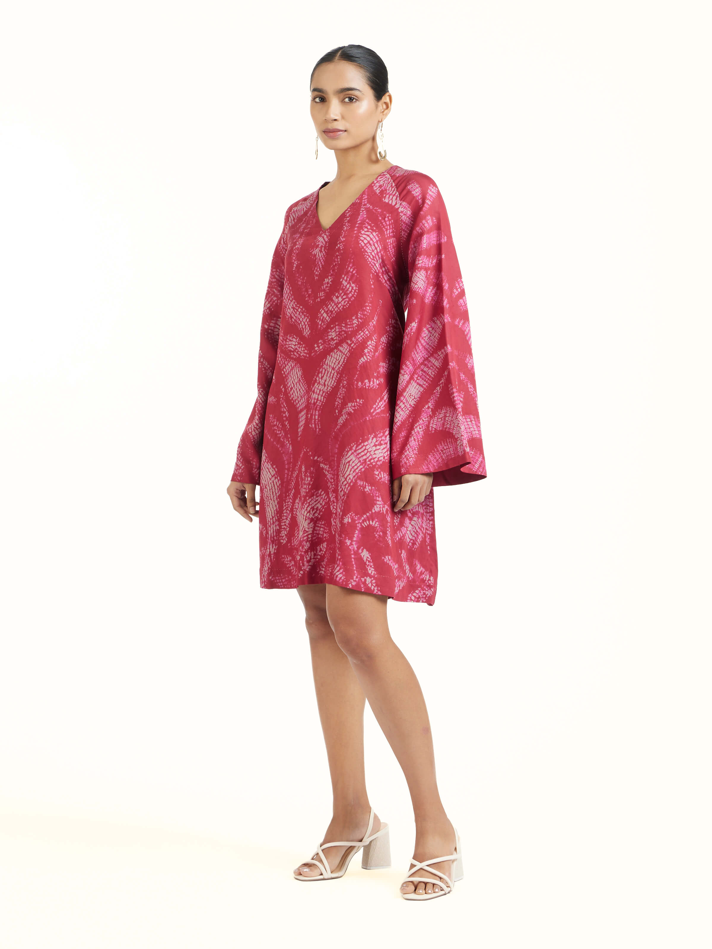 Side view showing drape and silhouette