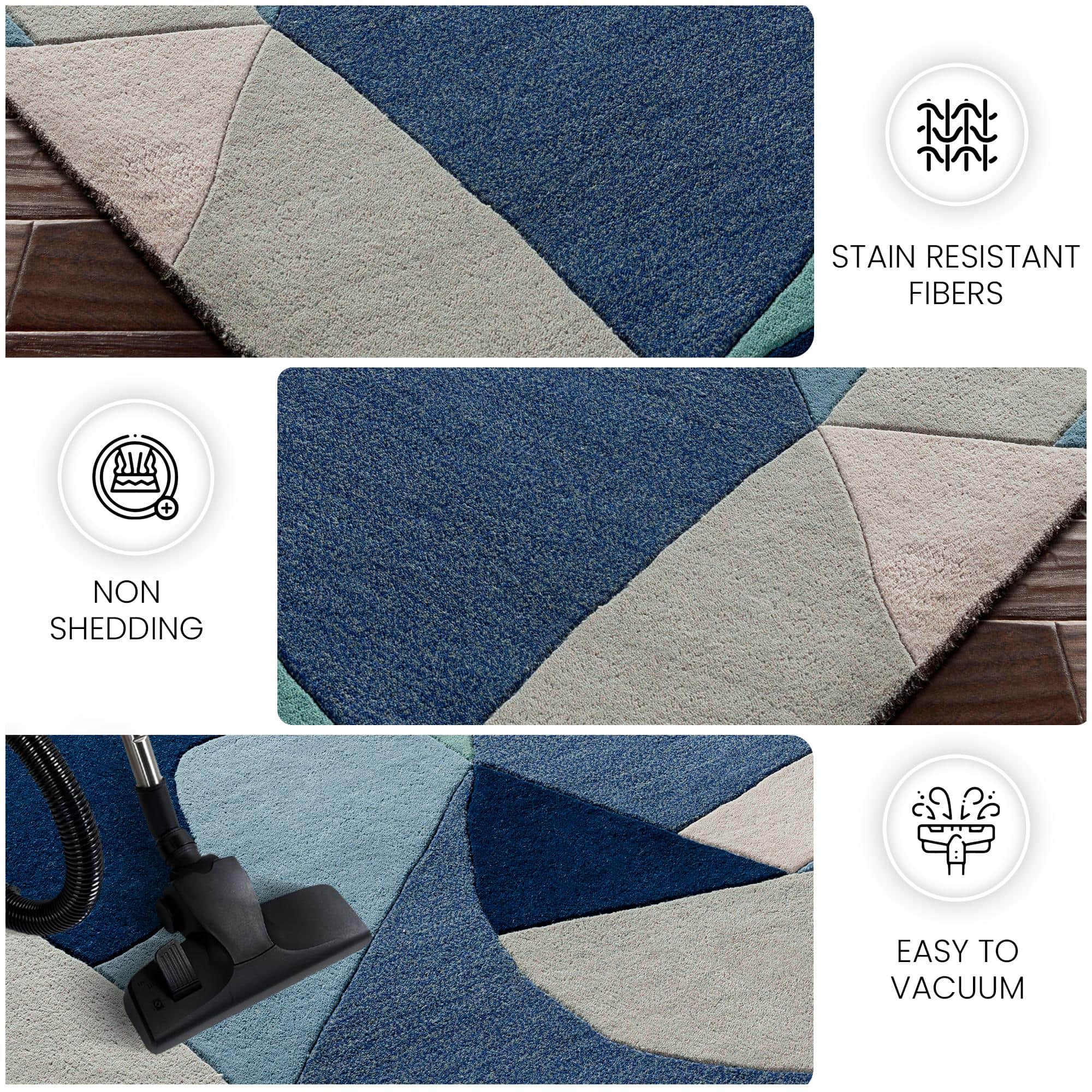 Blue Abstract Wool 5x7 Carpet