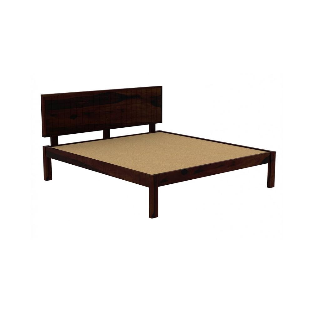 Esra Sheesham Wood King Size Bed Non Storage Walnut Finish (72 x 78 inches)