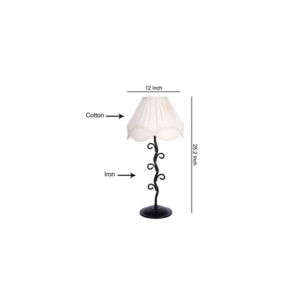 Brecken Off White Fabric Shade Table Lamp with Black Iron Base
