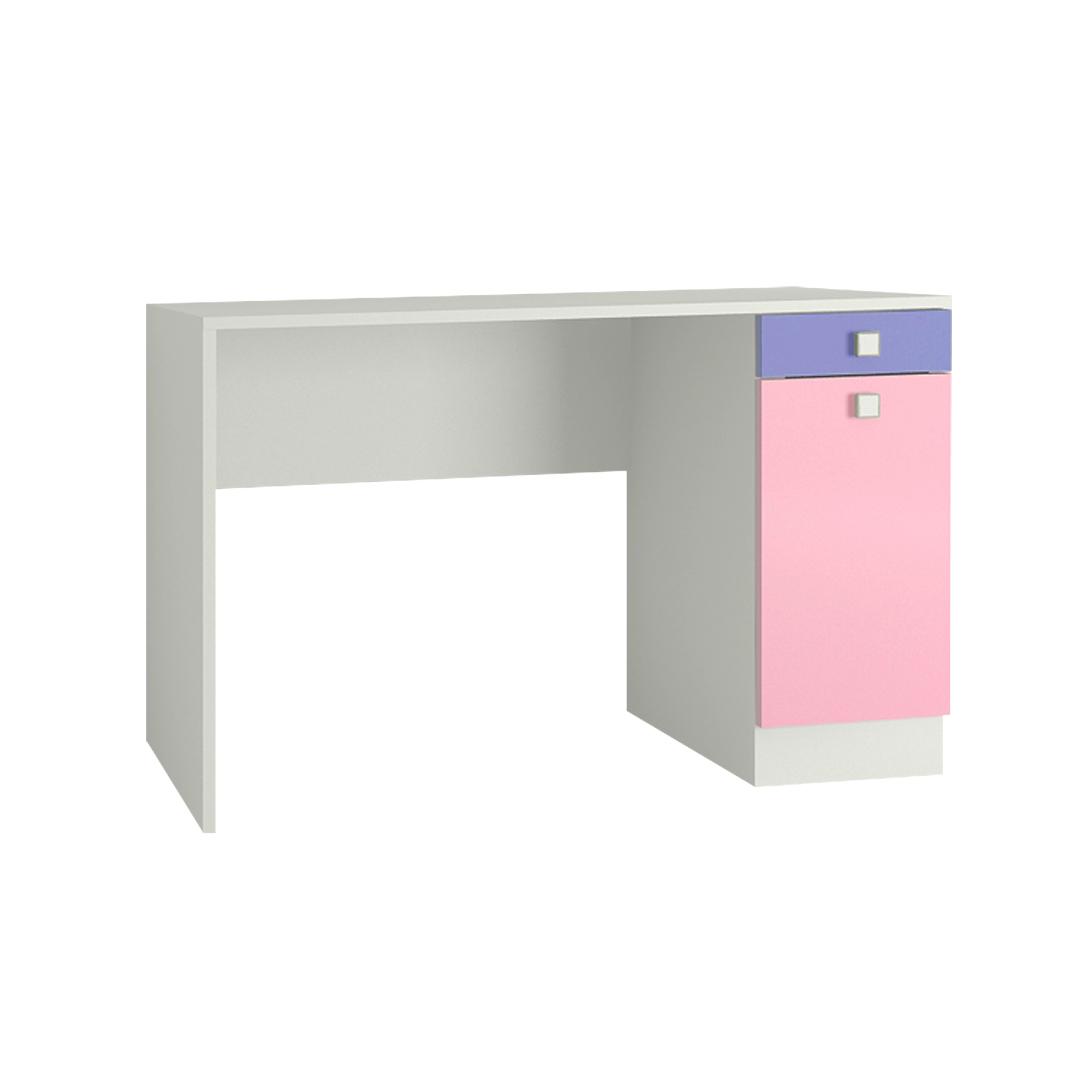 Celestia Kids Study Desk with Shuttered Cabinet and Drawer in English Pink Persian Lilac Colour