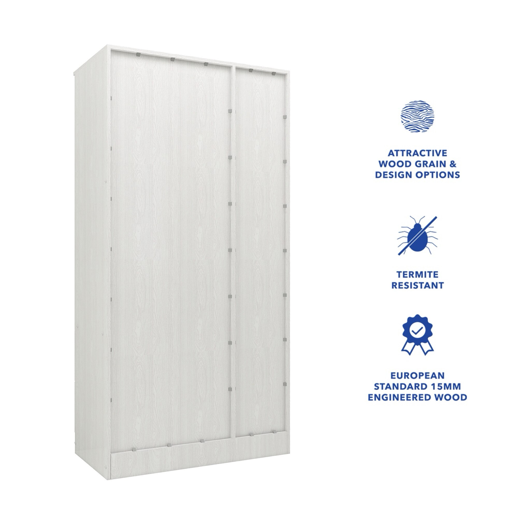 Ren 3 Door Engineered Wood Wardrobe in Silver Oak Finish