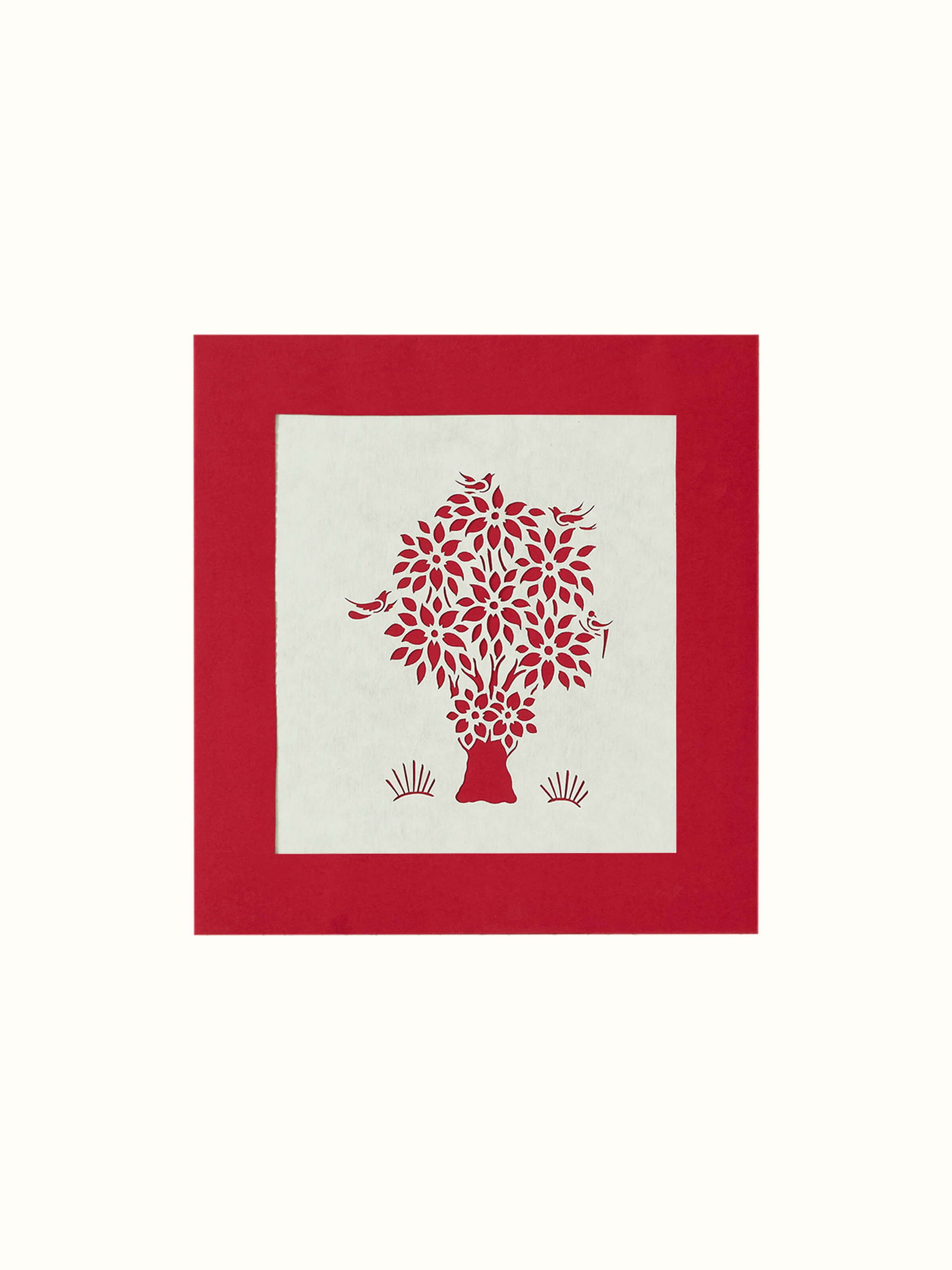 Sanjhi paper stencil small banyan tree wall art, featuring intricate stencil work and natural-themed design.