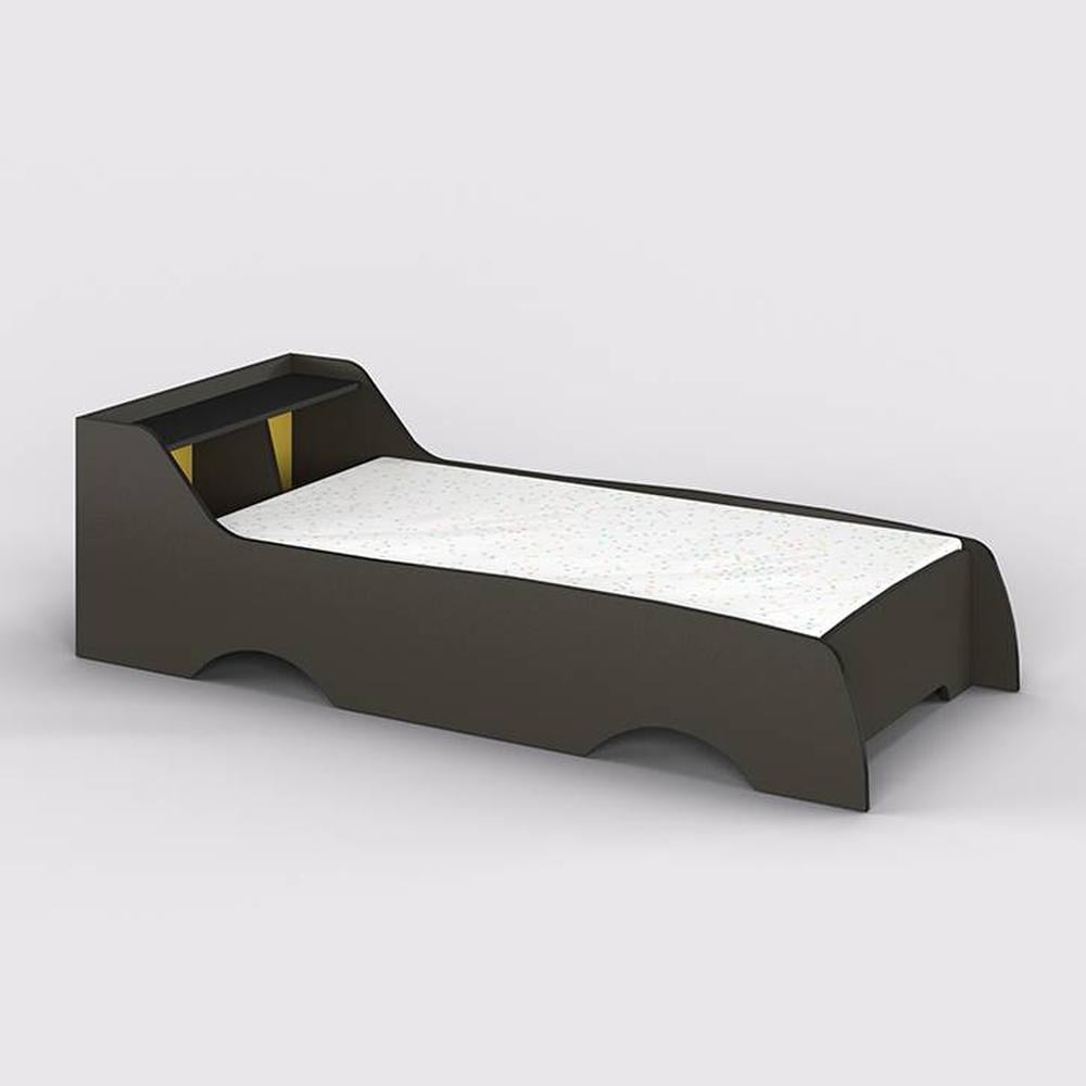 Batty Engineered Wood Non Storage Bed in Dark Grey Colour
