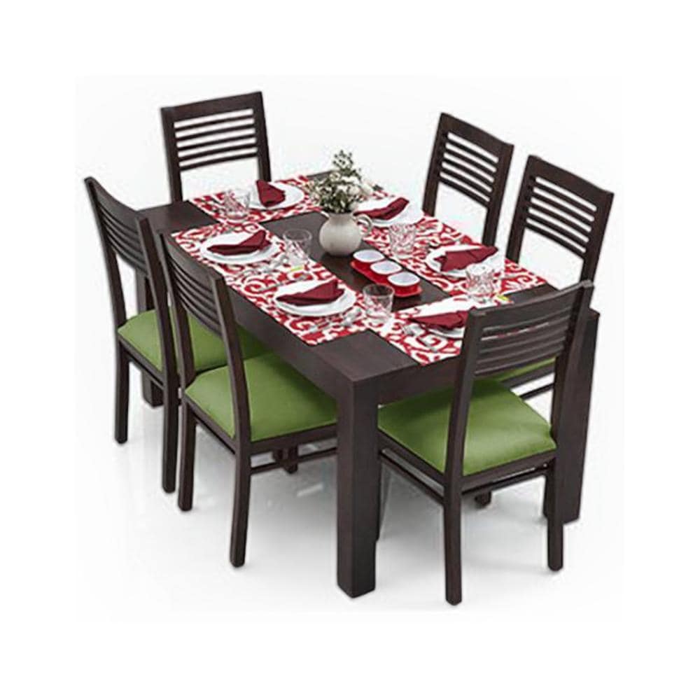 Arabia Zella Solid Wood 6 Seater Dining Table With Set Of 6 Chairs