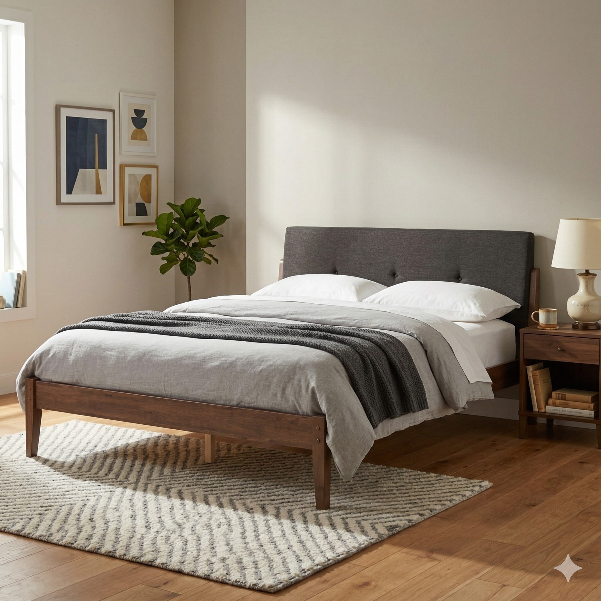 Scandinavian Tucker King Bed Cocoa Finish