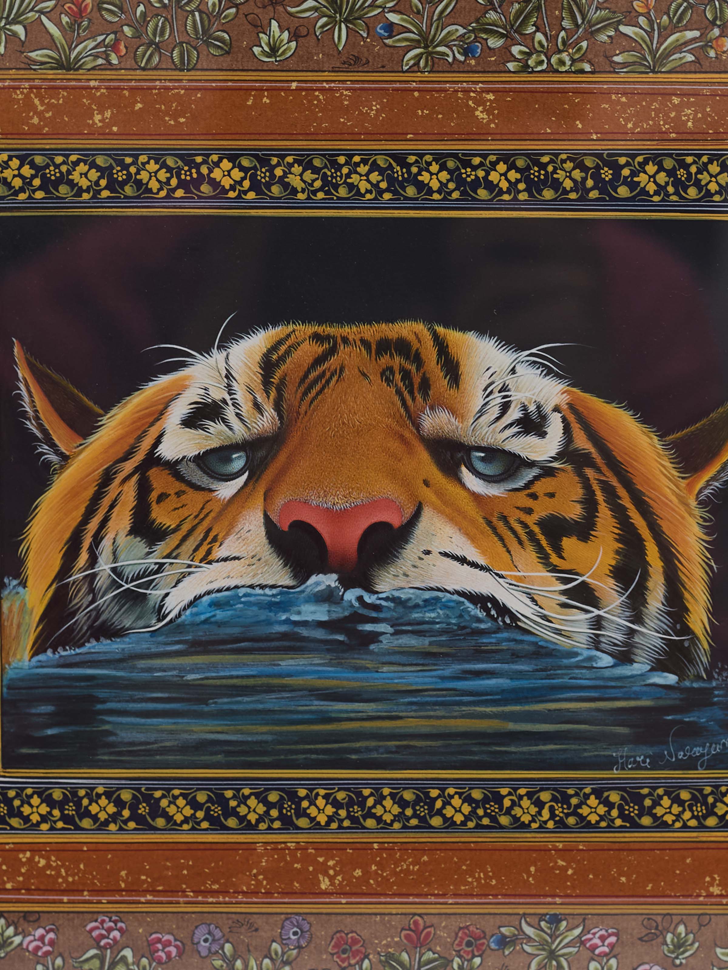 Floating Tiger Miniature Painting