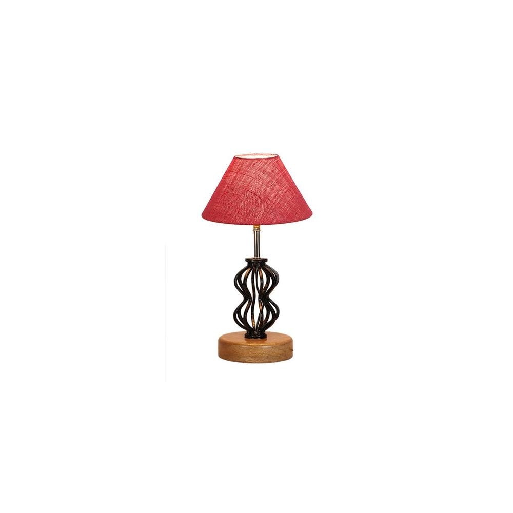 Harlow Pink Jute Table lamp with Wood & Iron Base