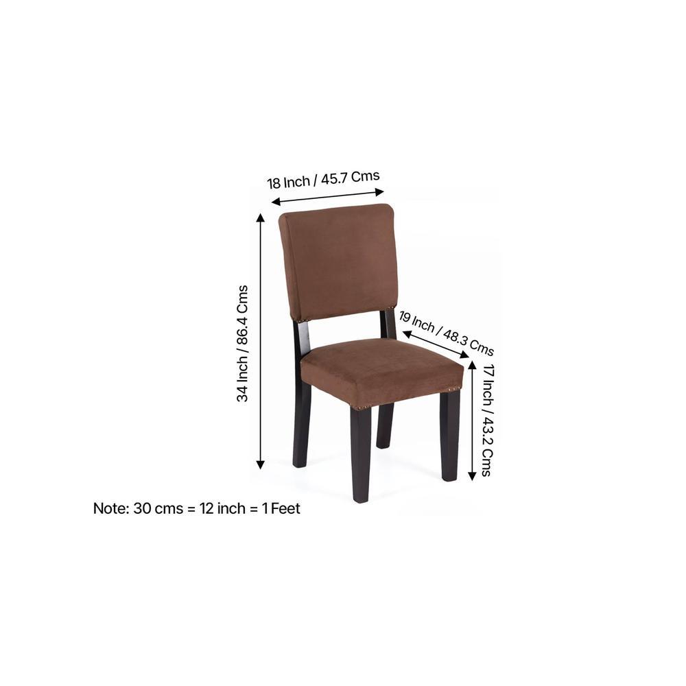 Newport wood Set of 2 Dining Chairs in Taupe Brown Velvet Upholstery with MAHAGONY FINISH