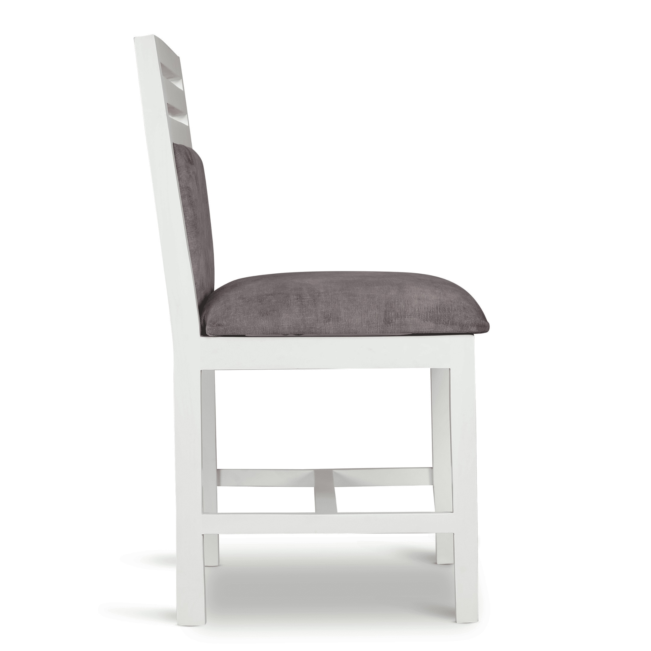 Globally Indian Compact Wooden Dining Table Set For 6 – White Painted Finish With Cushioned Seating