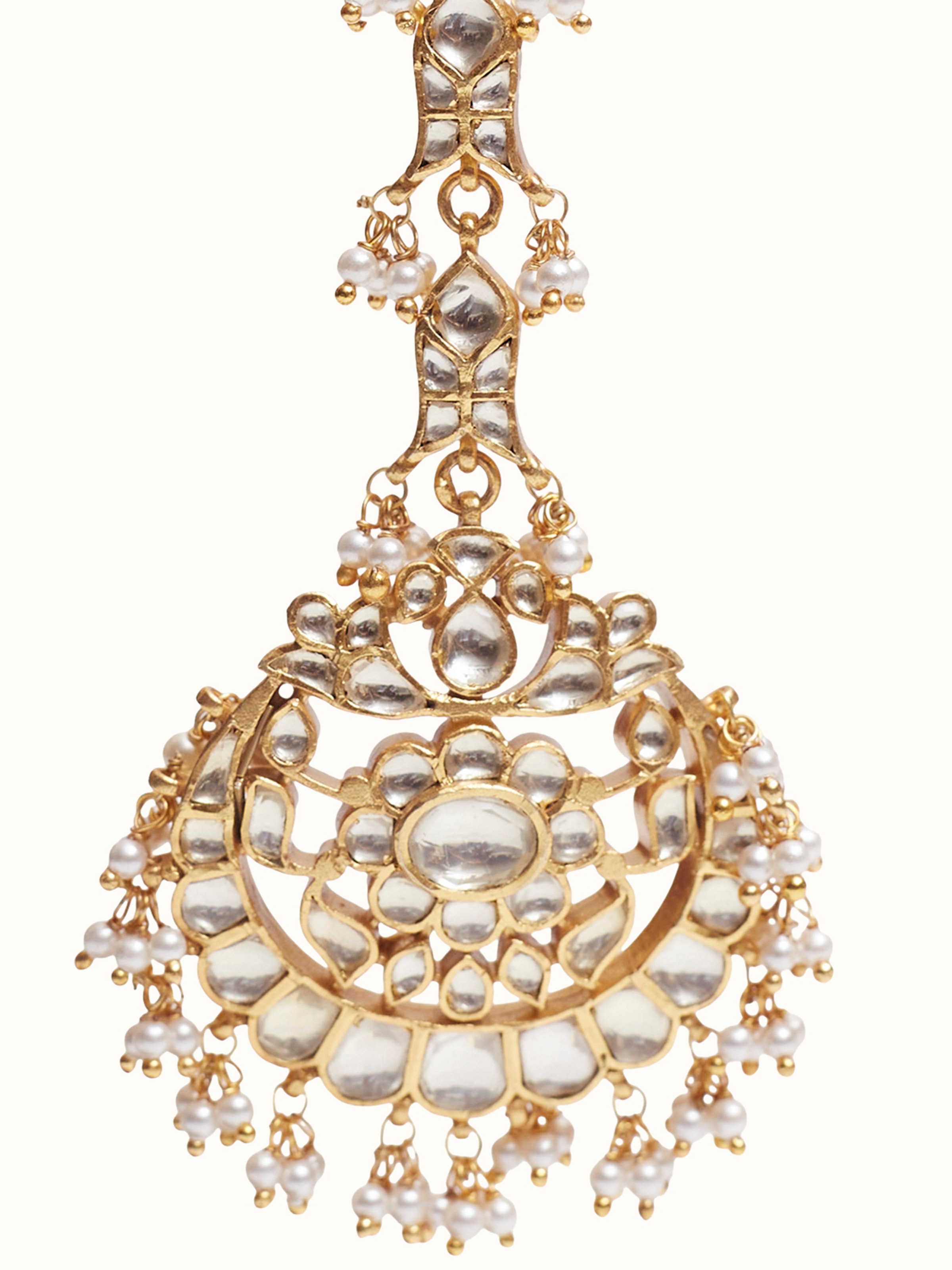 Detail shot of Silver Smithing maang tika