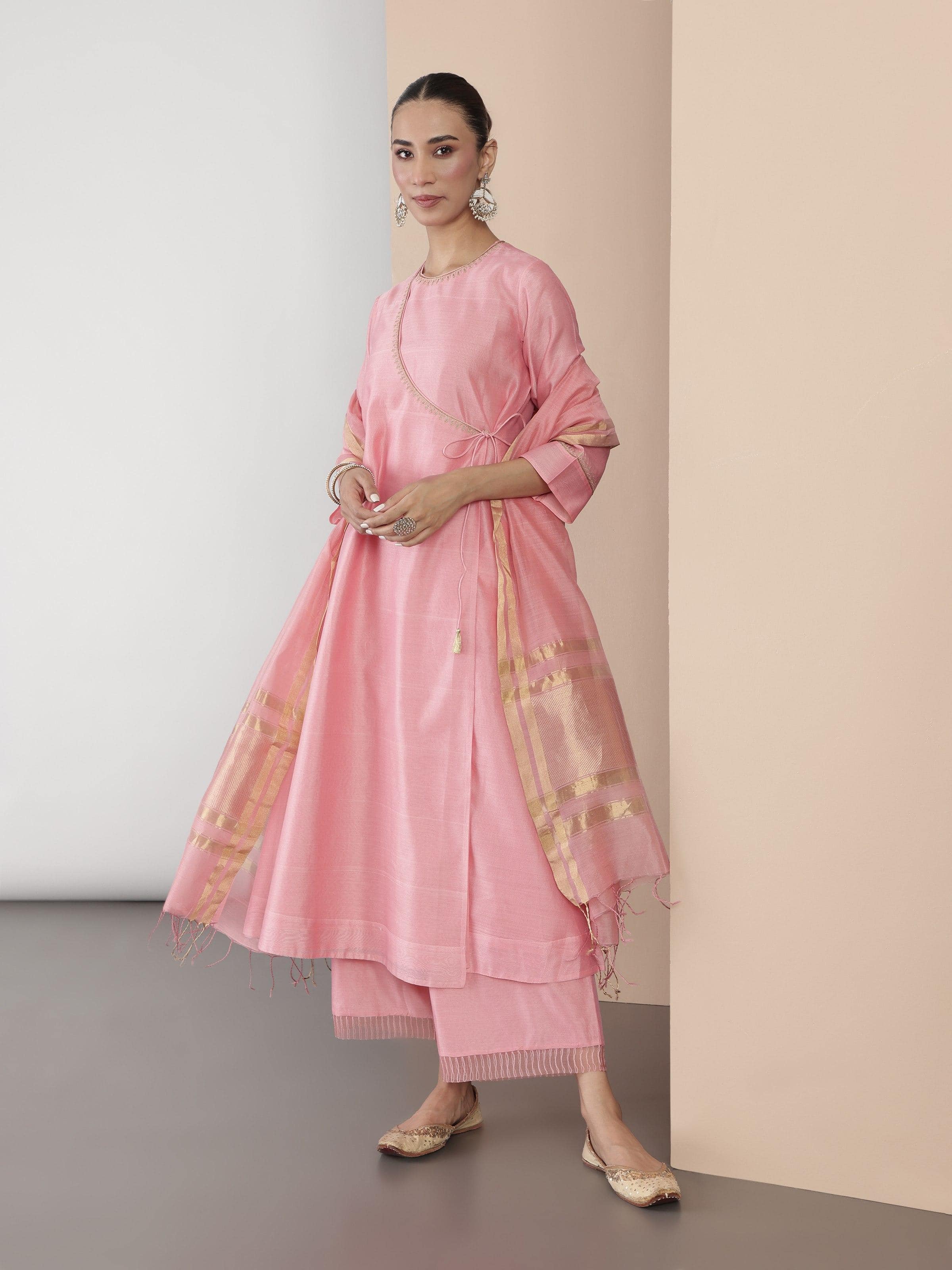 Pink Cotton Silk Chanderi Palazzo