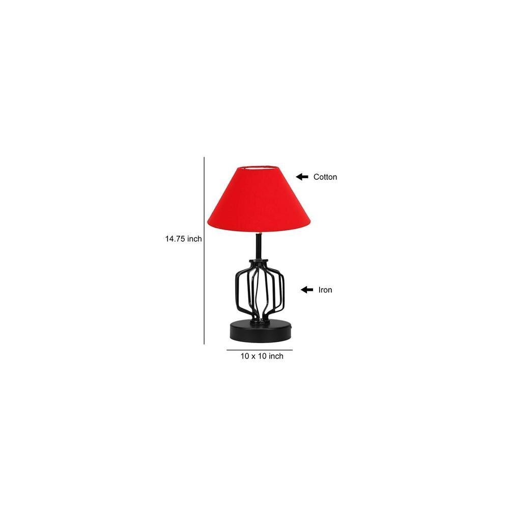 Kenzie Red cotton Table lamp with Iron Base