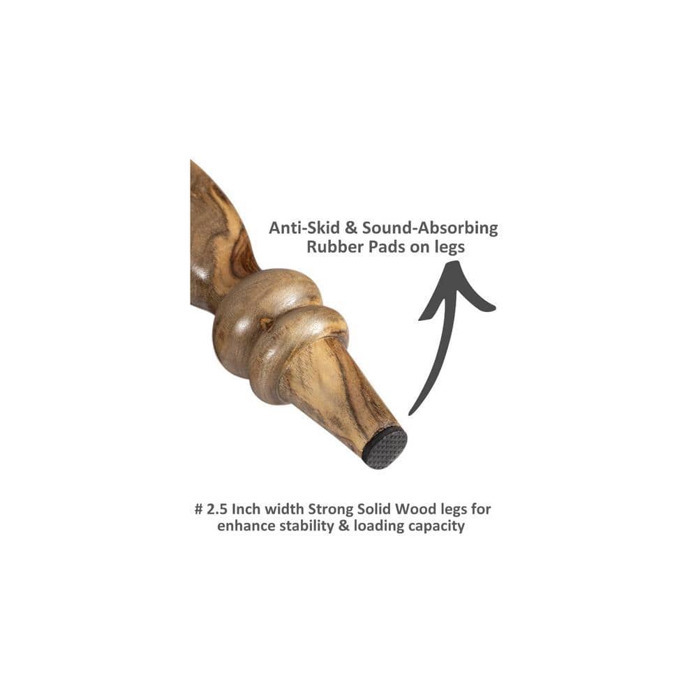 Roswell Sheesham Wood Mid Century Round Stool in Sea Green Fruit Print Kantha Upholstery