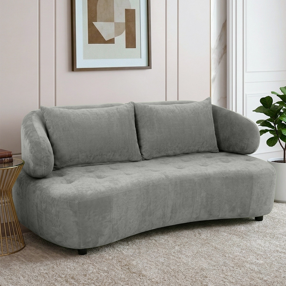 Henry Boucle 2 Seater Sofa in Grey  Color - Home Lifestylez