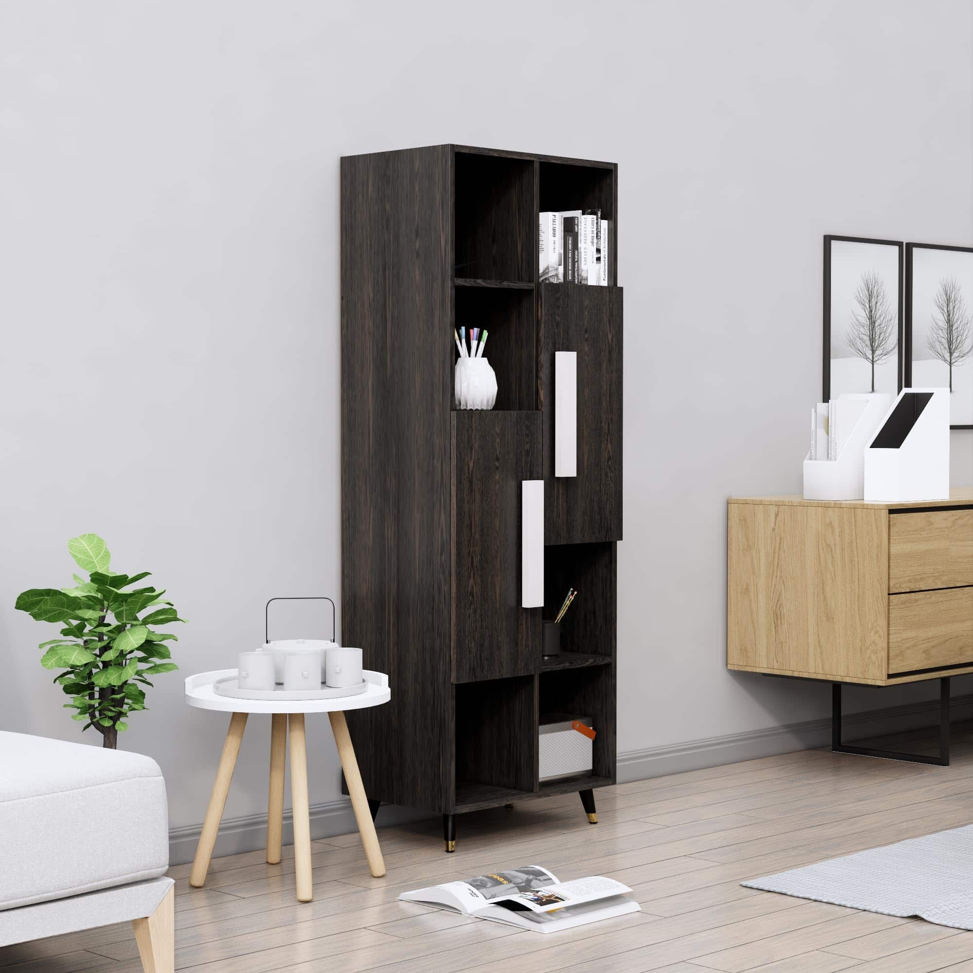 Hexa Engineered Wood Bookshelf Multipurpose Storage Rack in Flower Wenge Colour - HexaRed