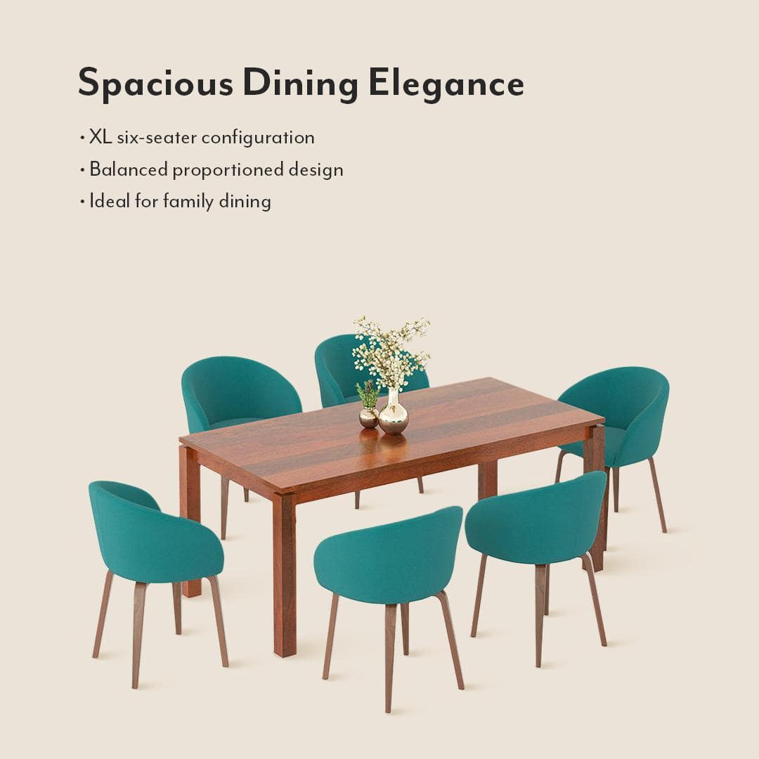 Atlas Solid Wood 6 Seater Dining Table In with 6 Meryl Lounge Chair