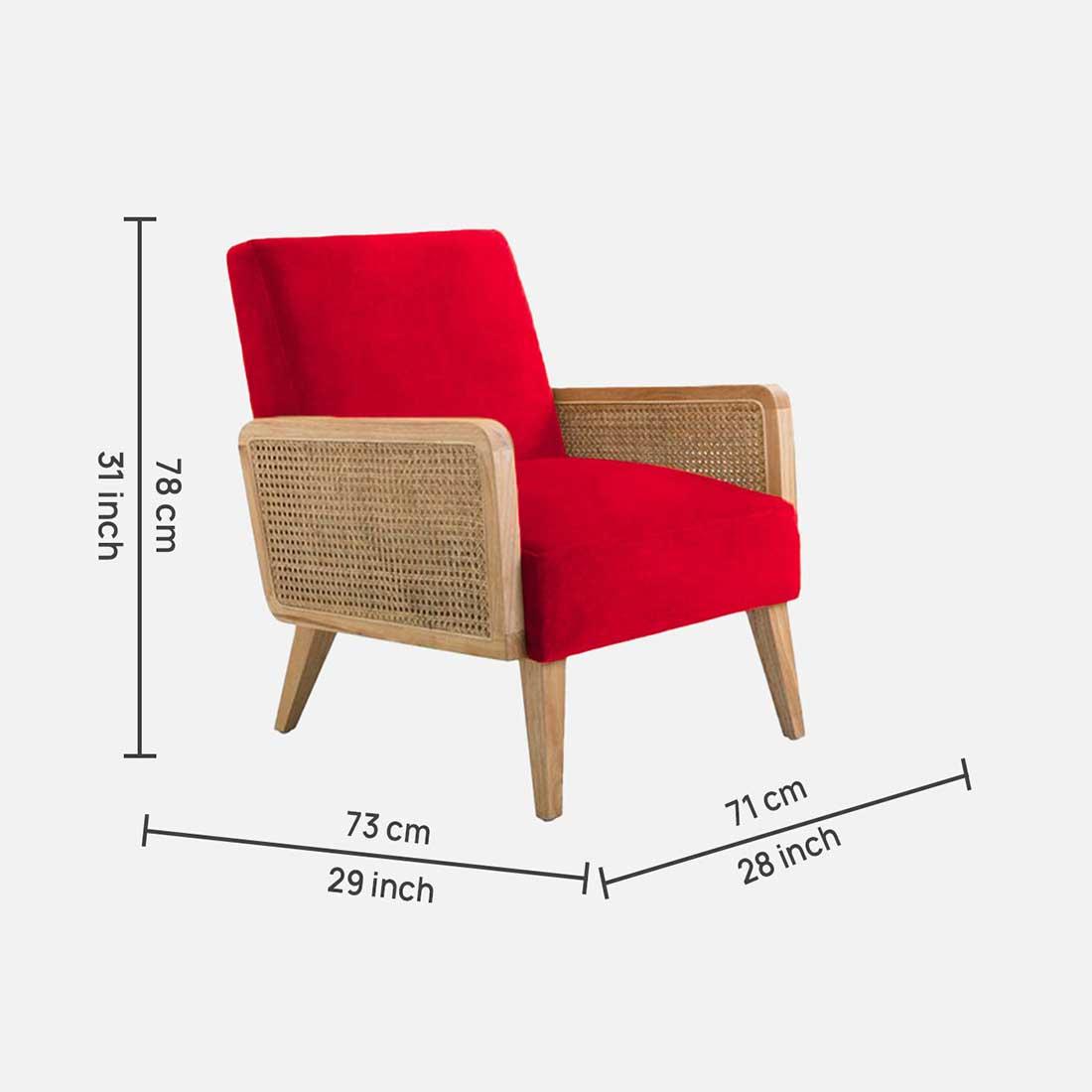 Evant Ratan Accent Chair in Red Colour
