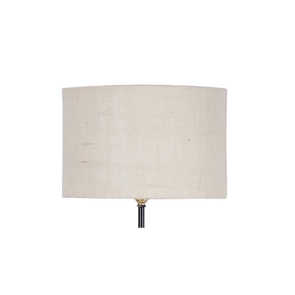 Minnie White Natural Fiber Floor Lamp with Black Iron Base