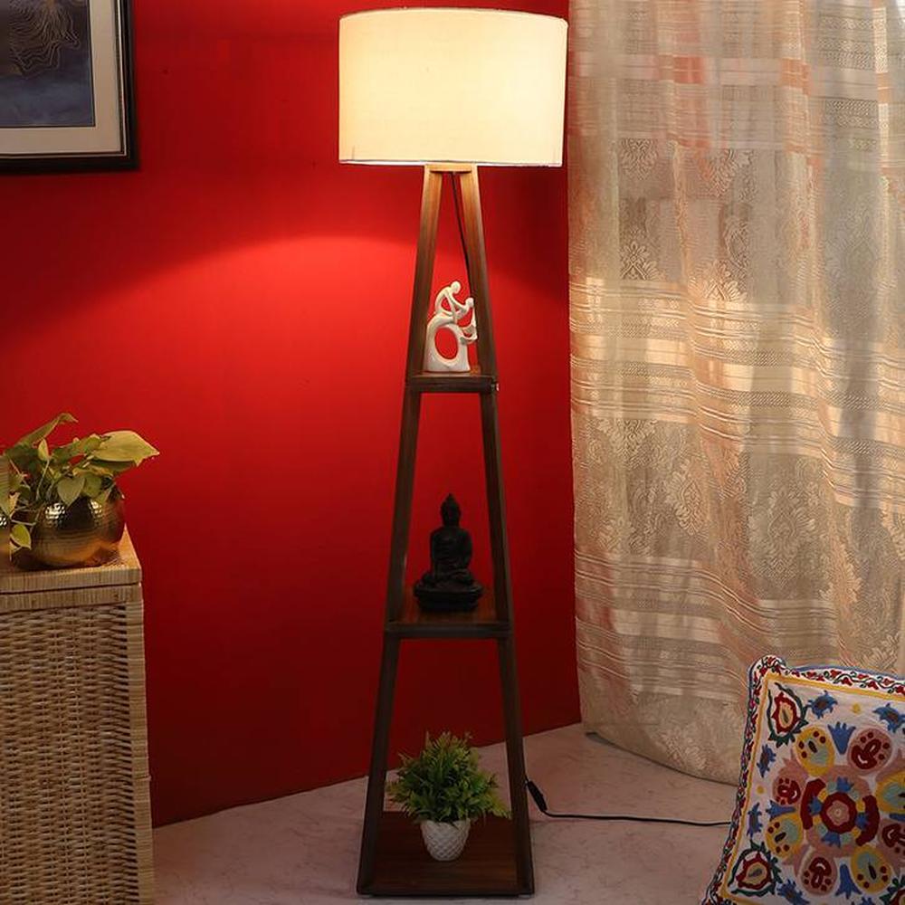 Naomi White Cotton Shade Floor Lamp