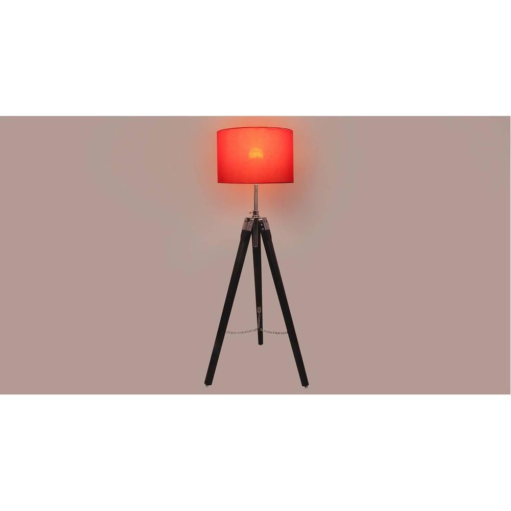 Crystal Red Cotton Floor Lamp with Solid Wood