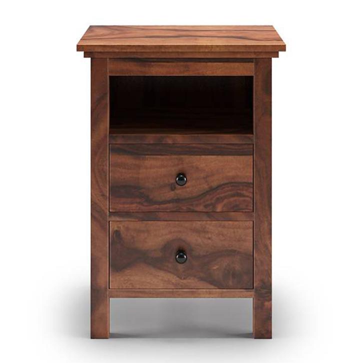 Snooze Solid Wood Bedside Table in Teak Finish